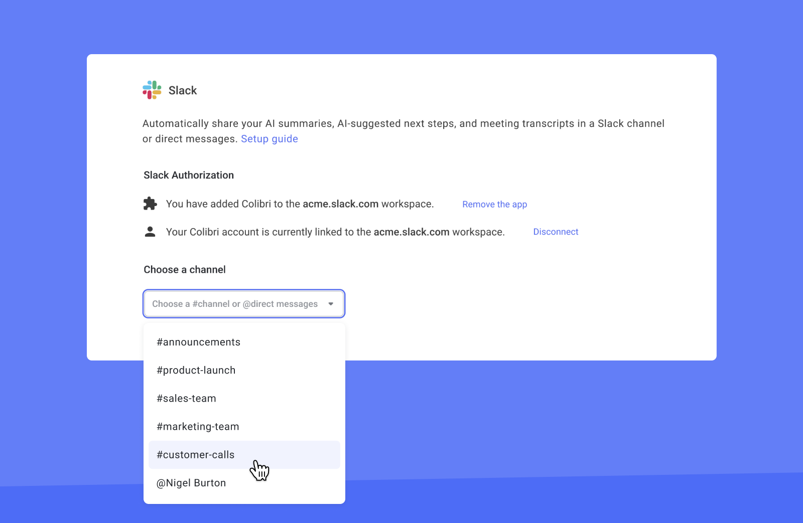 Choose a Slack channel for AI meeting summaries (2).png